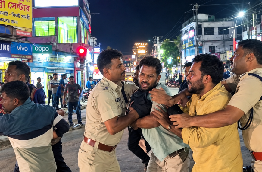বাম ছাত্র যুবদের তুমুল প্রতিবাদ,টেনে হিঁচড়ে…
