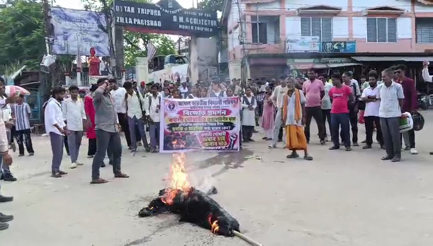 ধর্মনগর শহরে কুশপুত্তলিকা পুড়লো বর্ণালী গোস্বামীর!