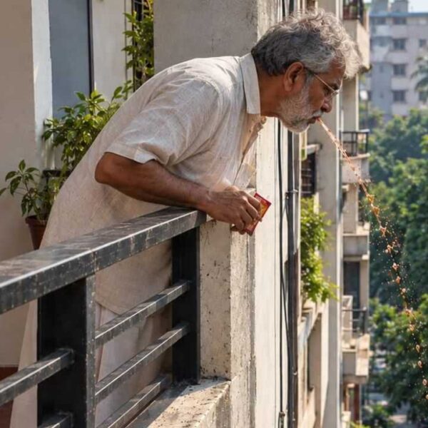 তিনতলার বারান্দায় দাঁড়িয়ে গুটখা খেয়ে পিক ফেলেছিলেন, বিদ্যুতের…