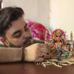 দেশলাই কাঠির ছোঁয়ায় ধরা দিল দুর্গা প্রতিমা!